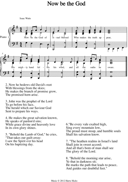 Now Be The God A New Tune To A Wonderful Isaac Watts Hymn Sheet Music