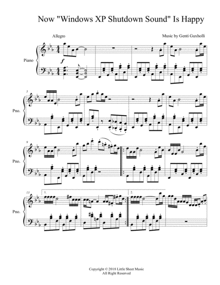 Now Windows Xp Shutdown Sound Is Happy Piano Solo Sheet Music