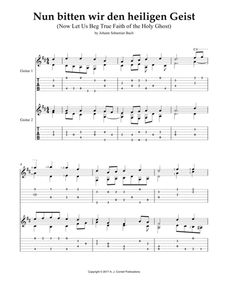 Nun Bitten Wir Den Heiligen Geist Now Let Us Beg True Faith Of The Holy Ghost Sheet Music