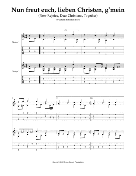 Nun Freut Euch Lieben Christen G Mein Now Rejoice Dear Christians Together Sheet Music