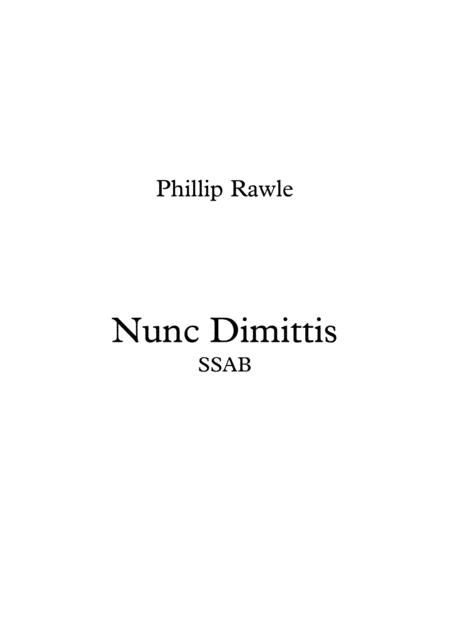 Nunc Dimittis Choir Ssab Sheet Music