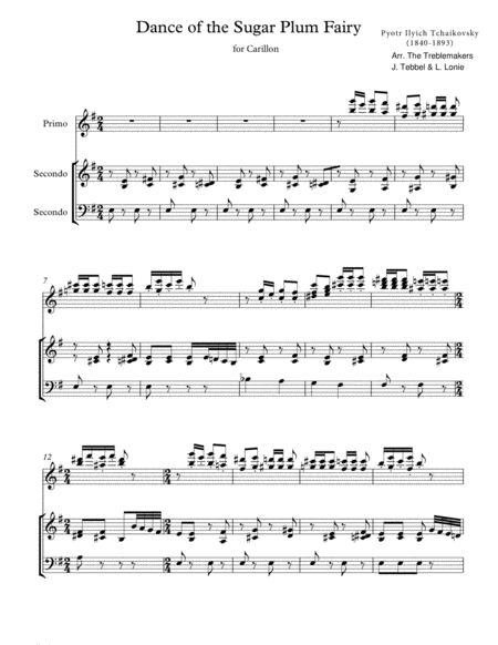 Nutcracker Dance Of The Sugar Plum Fairy For Duet Carillon Sheet Music