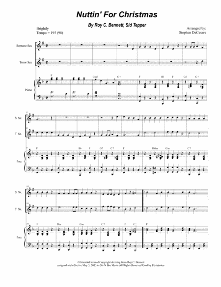 Nuttin For Christmas Duet For Soprano And Tenor Saxophone Sheet Music