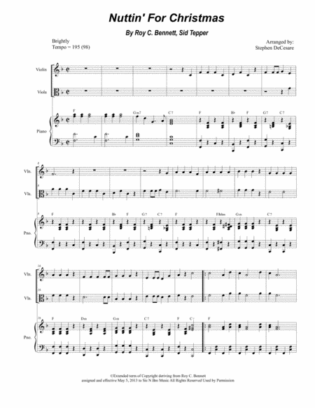 Free Sheet Music Nuttin For Christmas Duet For Violin And Viola