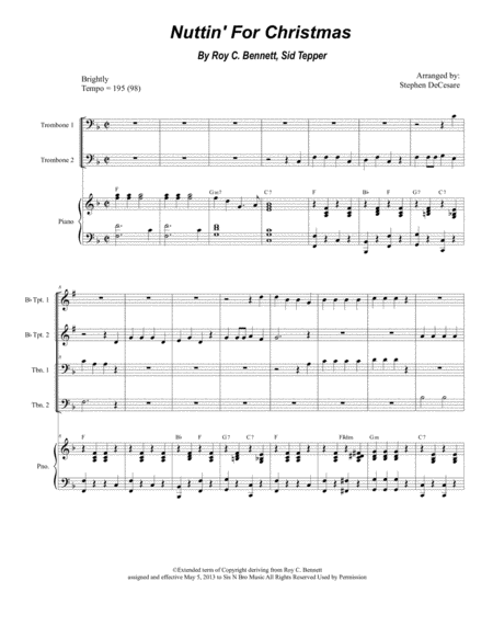 Nuttin For Christmas For Brass Quartet And Piano Alternate Version Sheet Music