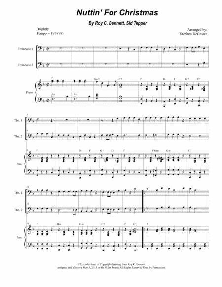 Nuttin For Christmas Trombone Duet Sheet Music