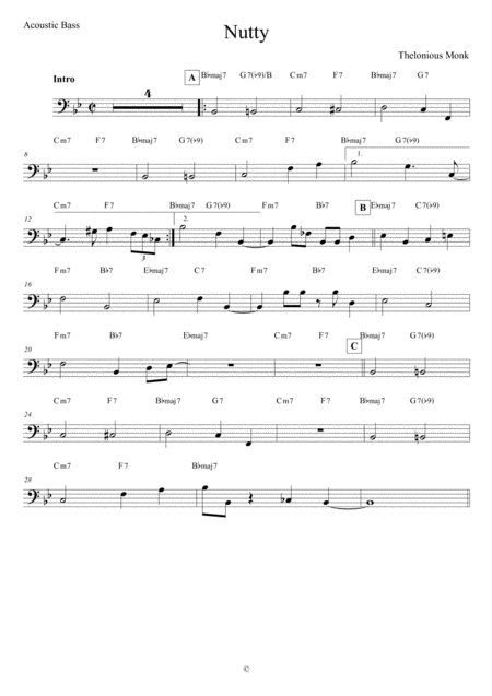 Free Sheet Music Nutty Acoustic Bass