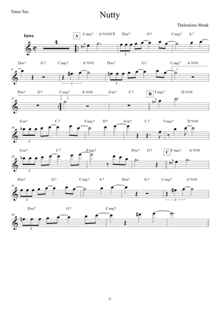 Free Sheet Music Nutty Tenor Sax