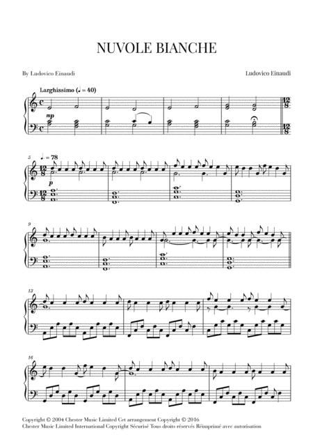 Free Sheet Music Nuvole Bianche Easy Piano C Major