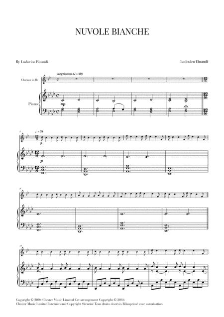 Free Sheet Music Nuvole Bianche For Clarinet And Piano