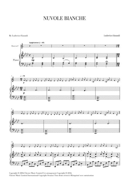 Nuvole Bianche For French Horn And Piano Sheet Music