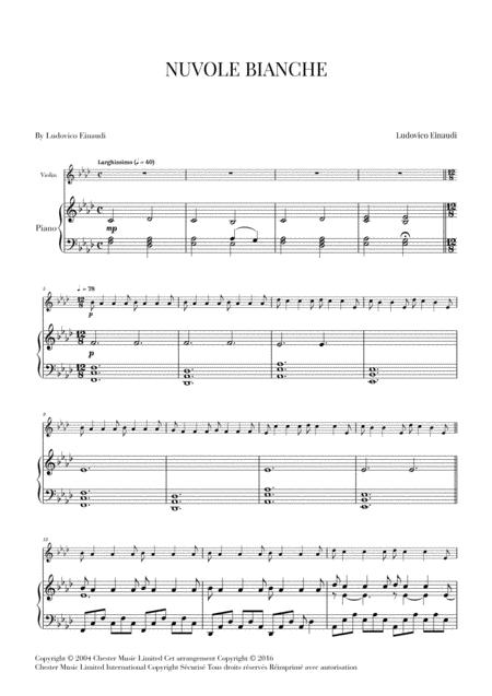 Free Sheet Music Nuvole Bianche For Violin And Piano