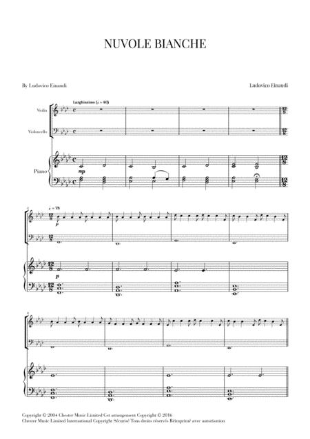 Nuvole Bianche For Violin Cello And Piano Sheet Music