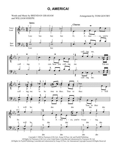 Free Sheet Music O America Ttbb