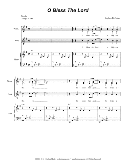 O Bless The Lord Sheet Music