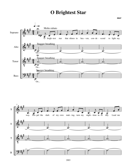 Free Sheet Music O Brightest Star