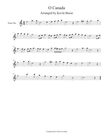 O Canada Tenor Sax Sheet Music