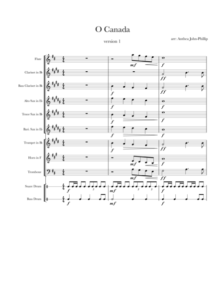 Free Sheet Music O Canada Version 1