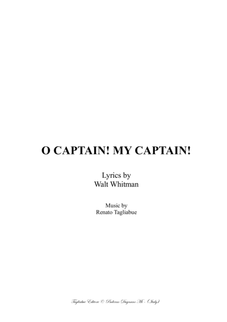O Captain My Captain For Bass Solo Or All Basses Satb Choir Oboe And String Quartet Sheet Music
