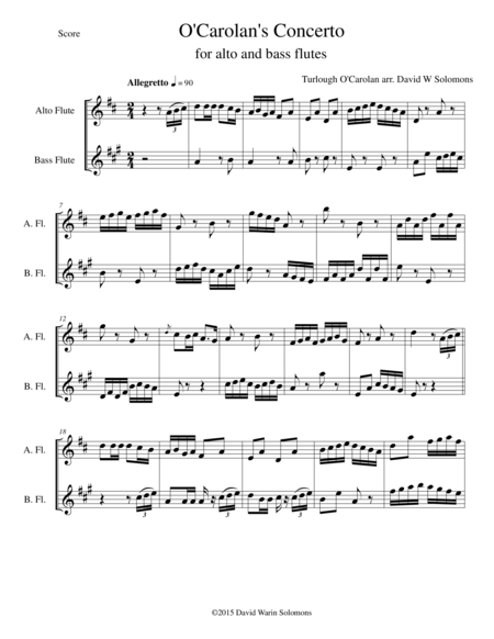 O Carolans Concerto For Alto Flute And Bass Flute Sheet Music