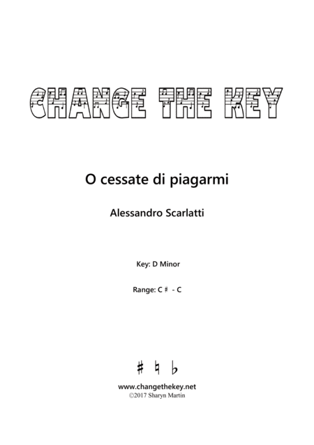 Free Sheet Music O Cessate Di Piagarmi D Minor