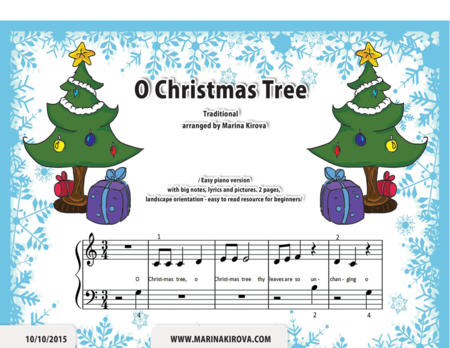 O Christmas Tree Easy Piano With Lyrics And Big Notes Sheet Music