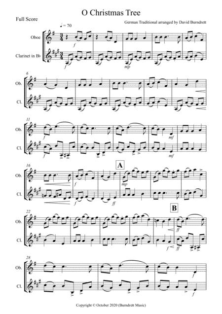 Free Sheet Music O Christmas Tree For Oboe And Clarinet Duet