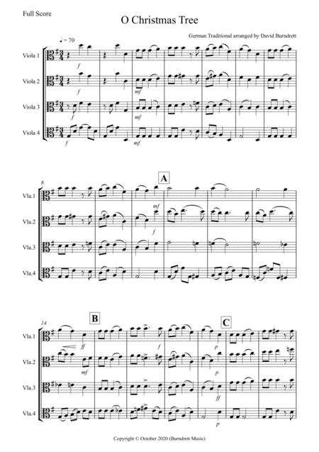 O Christmas Tree For Viola Quartet Sheet Music