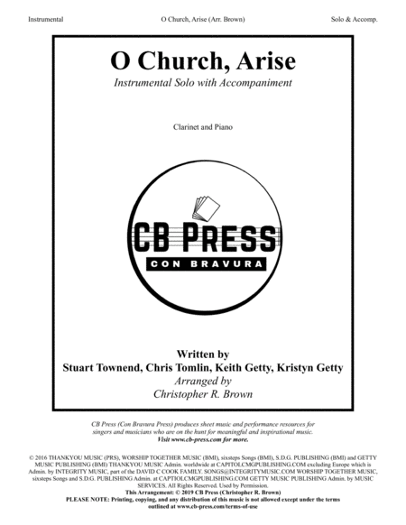 O Church Arise Arise Shine Clarinet Solo With Piano Accompaniment Sheet Music