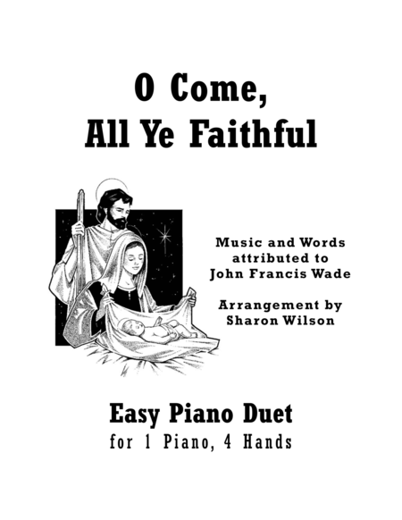 O Come All Ye Faithful Easy Piano Duet 1 Piano 4 Hands Sheet Music