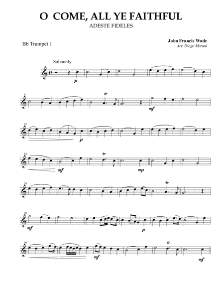 O Come All Ye Faithful For Brass Quartet Sheet Music