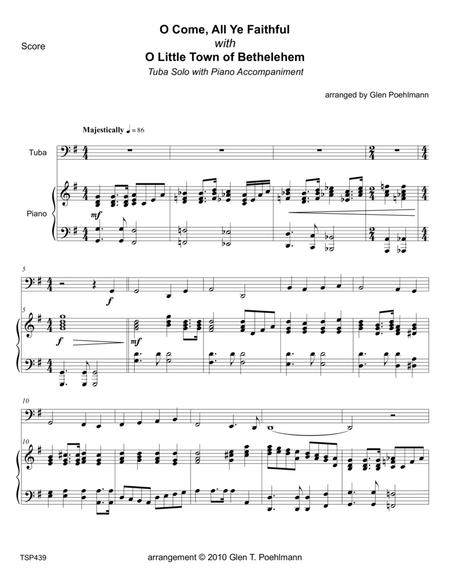 Free Sheet Music O Come All Ye Faithful O Little Town Of Bethlehem Tuba Solo With Piano Accompaniment