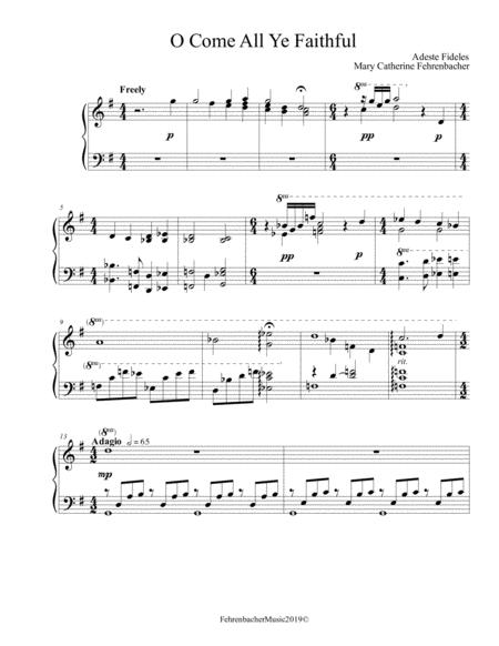 Free Sheet Music O Come All Ye Faithful Piano Solo Arrangement By Mary Fehrenbacher Music