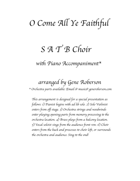 O Come All Ye Faithful Satb Special Presentation Sheet Music