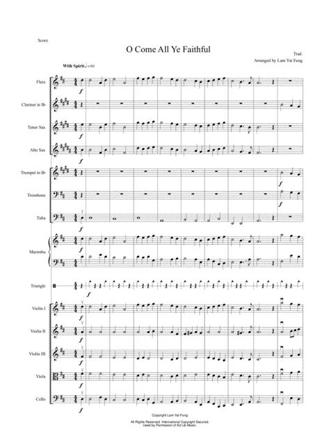 O Come All Ye Faithful Score And Parts For Beginner Orchestra Pdf Sheet Music