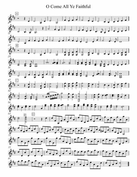 Free Sheet Music O Come All Ye Faithful Solo Violin