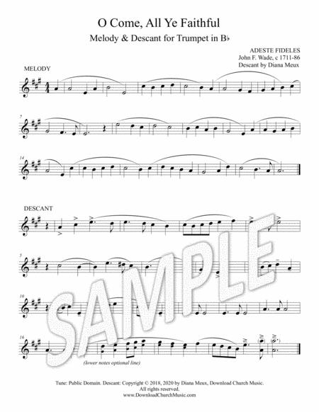 Free Sheet Music O Come All Ye Faithful Trumpet Melody Descant