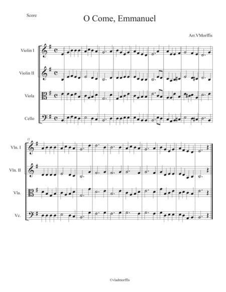 Free Sheet Music O Come Emmanuel String Quartet