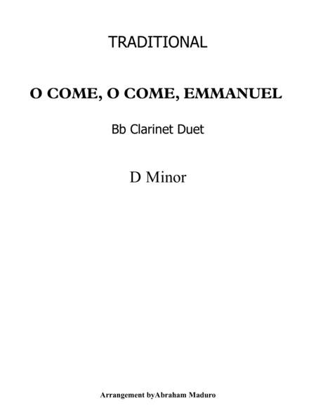Free Sheet Music O Come O Come Emmanuel Bb Clarinet Duet Score And Parts