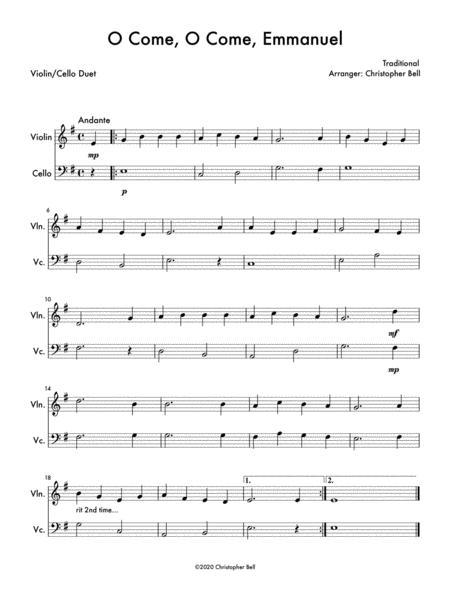 O Come O Come Emmanuel Easy Violin Cello Duet Sheet Music