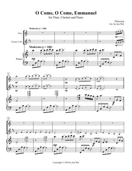 O Come O Come Emmanuel For Flute Clarinet And Piano Sheet Music