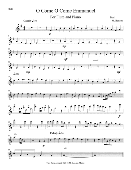 O Come O Come Emmanuel For Flute Violin And Piano Sheet Music