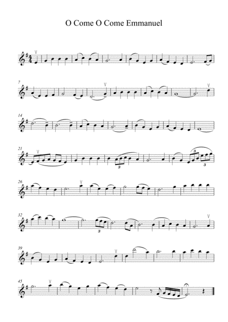 Free Sheet Music O Come O Come Emmanuel For Solo Violin