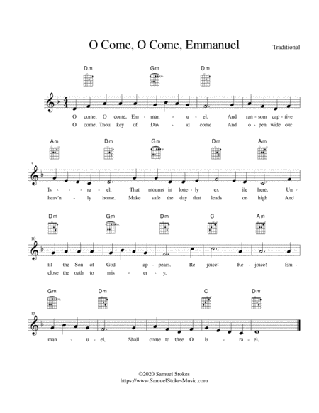 O Come O Come Emmanuel Lead Sheet In D Minor Sheet Music