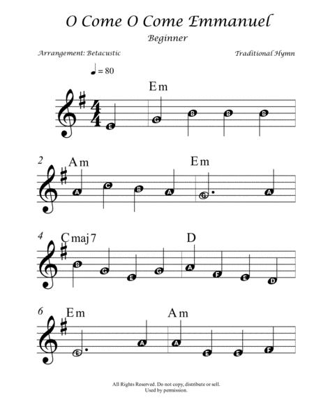 Free Sheet Music O Come O Come Emmanuel Sheet Music Beginner