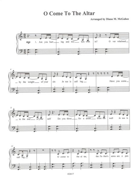 Free Sheet Music O Come To The Altar Easy Piano