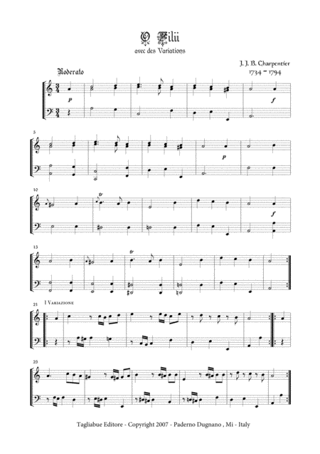 Free Sheet Music O Filii Avec Des Variations For Organ