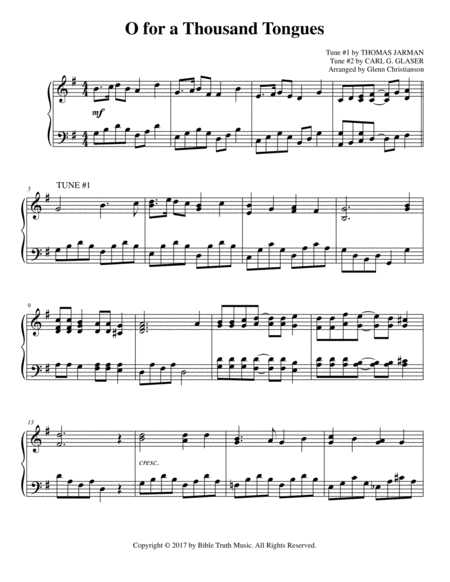 Free Sheet Music O For A Thousand Tongues