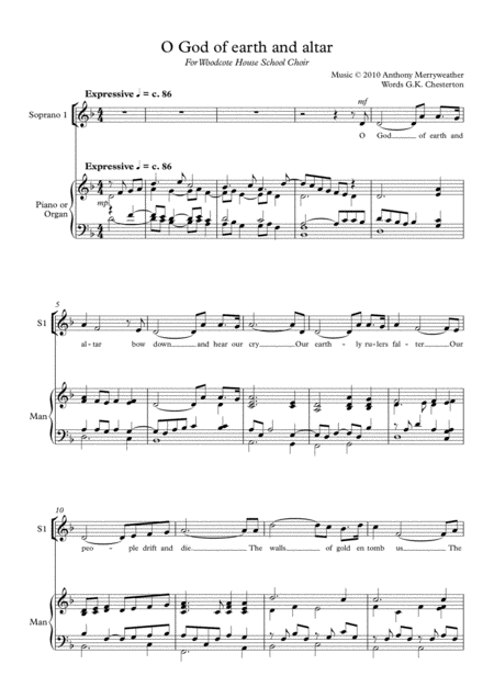 O God Of Earth And Altar Sheet Music