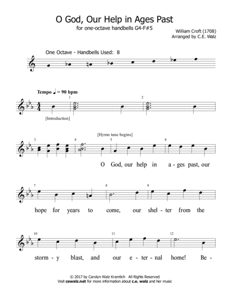 O God Our Help In Ages Past One Octave Handbells G4 F 5 Sheet Music